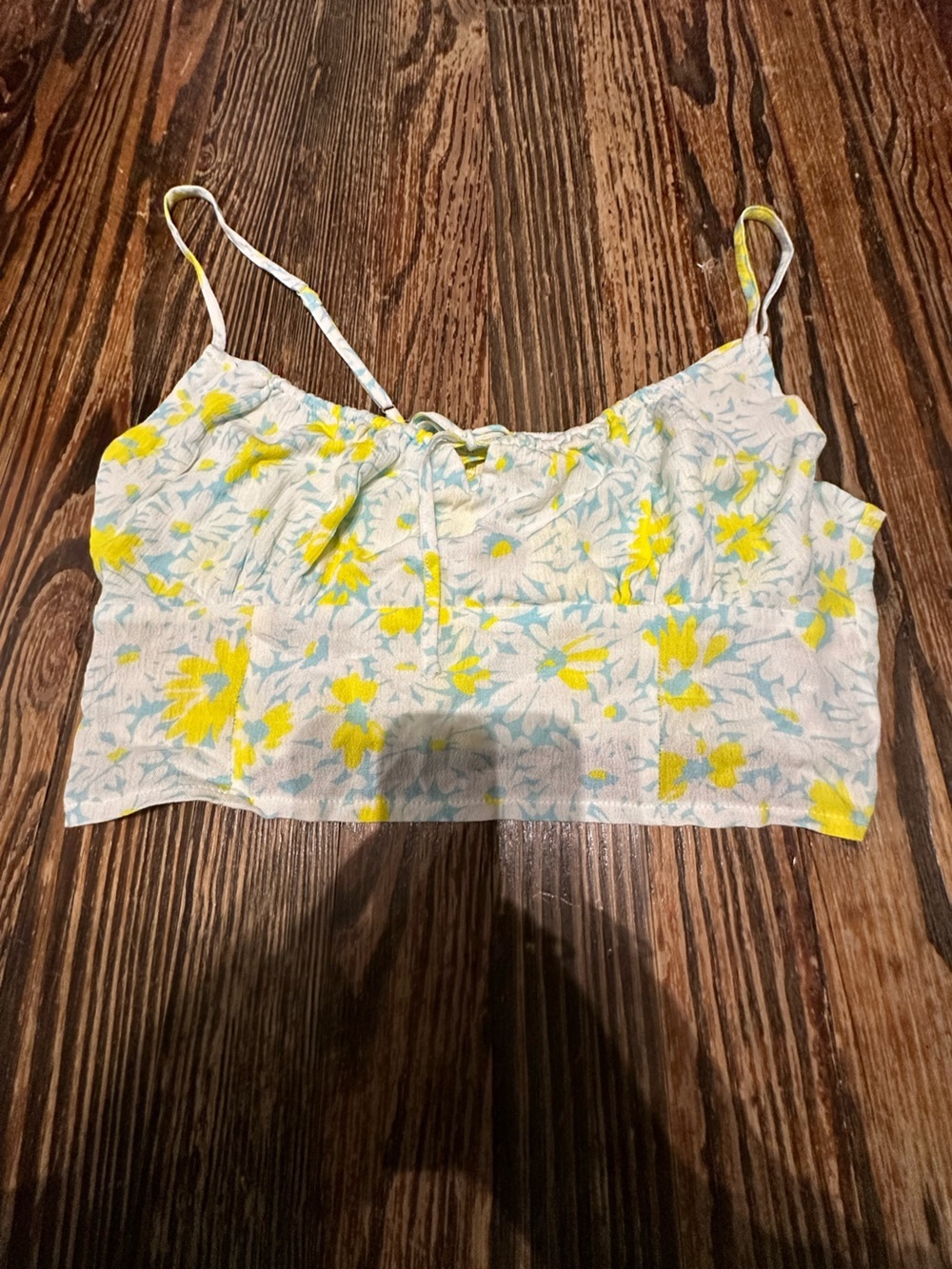 Chaser Floral Crop Top in White, Yellow & Light Blue flower